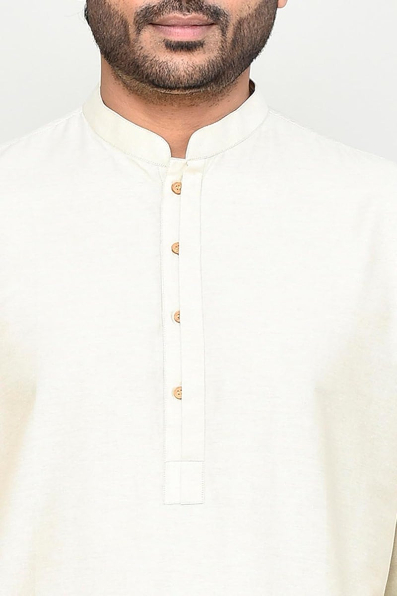 Polyfab Hathkargha Men's Khadi Regular Fit Kurta - Solid Pattern Ethnic Wear with Mandarin Collar & Full Sleeves - Image 5